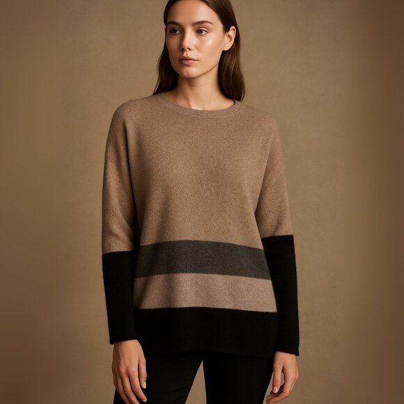 Claudia Nichole Sweaters - CLAUDIA NICHOLE 100% Cashmere Drop Shoulder Colorblock Sweater